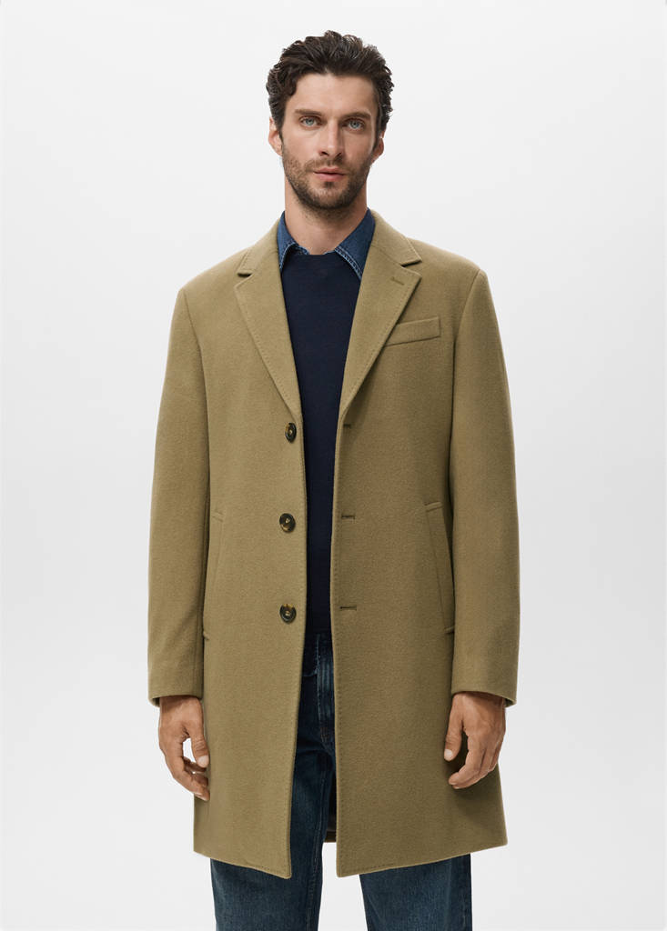 Long wool coat — Medium Brown