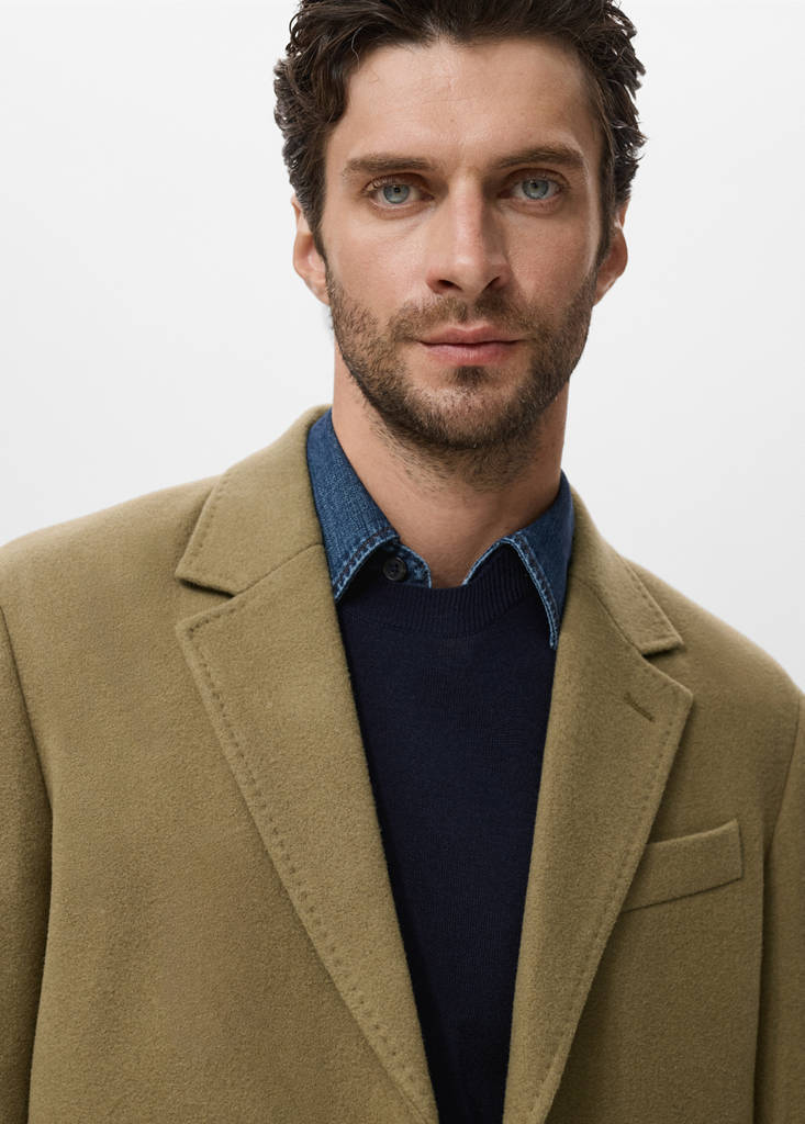 Long wool coat — Medium Brown