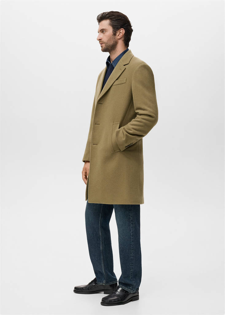 Long wool coat — Medium Brown