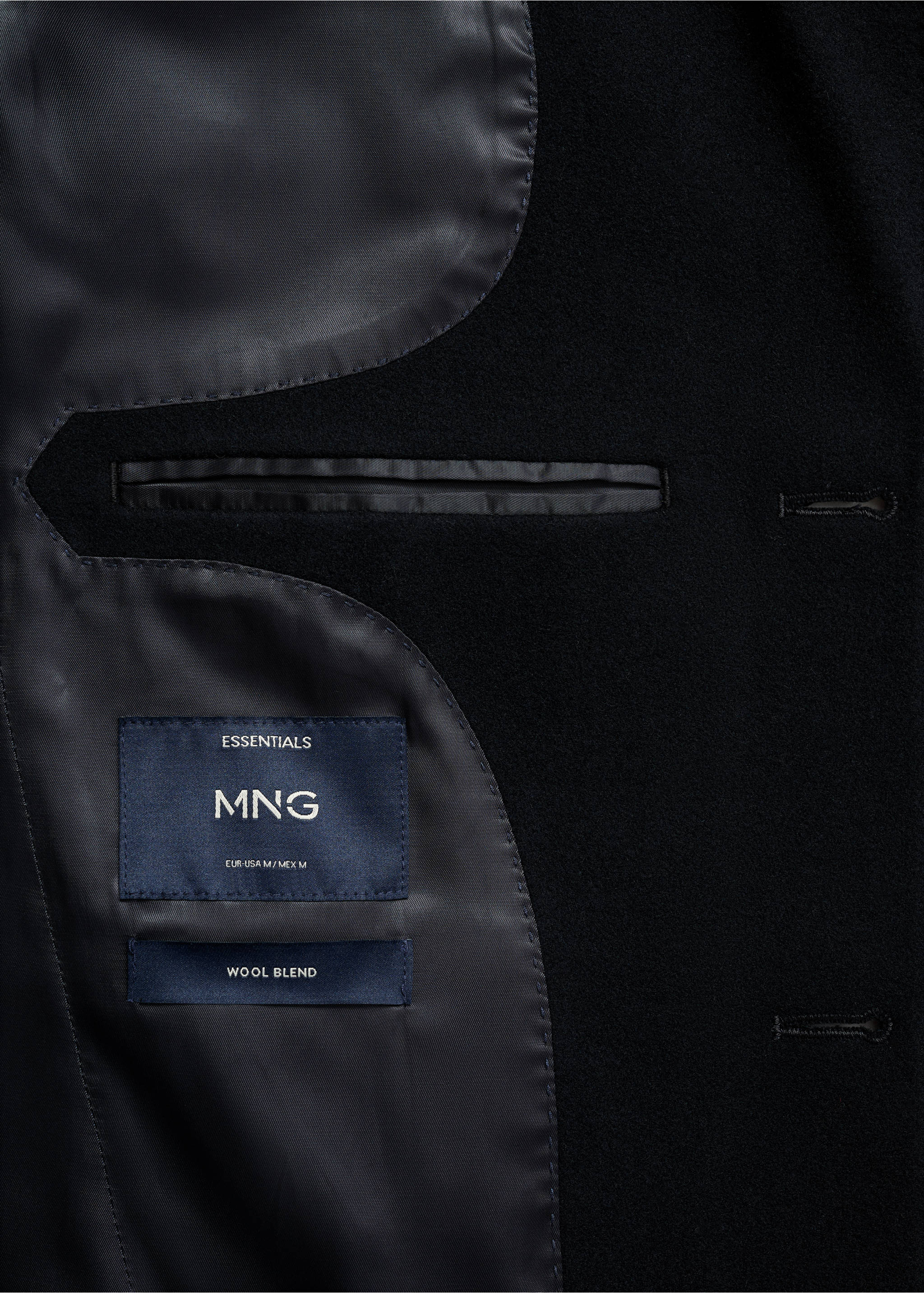 Long wool coat - Details of the article 0, Navy. Ref: 17086720-00.