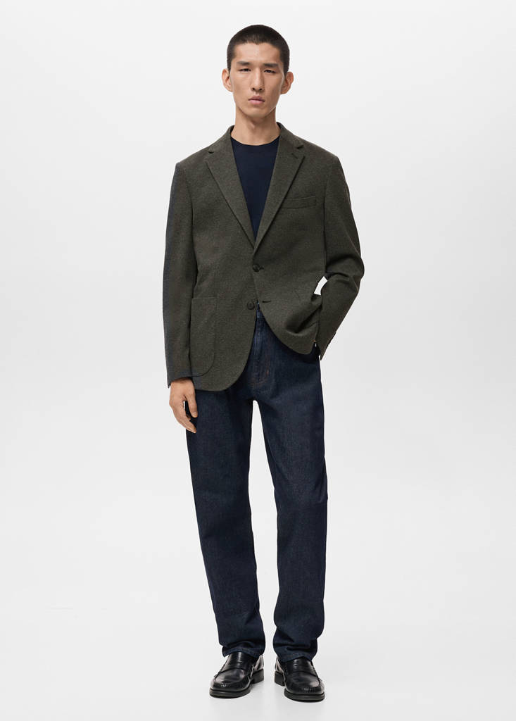 Slim fit microstructure blazer — Grey