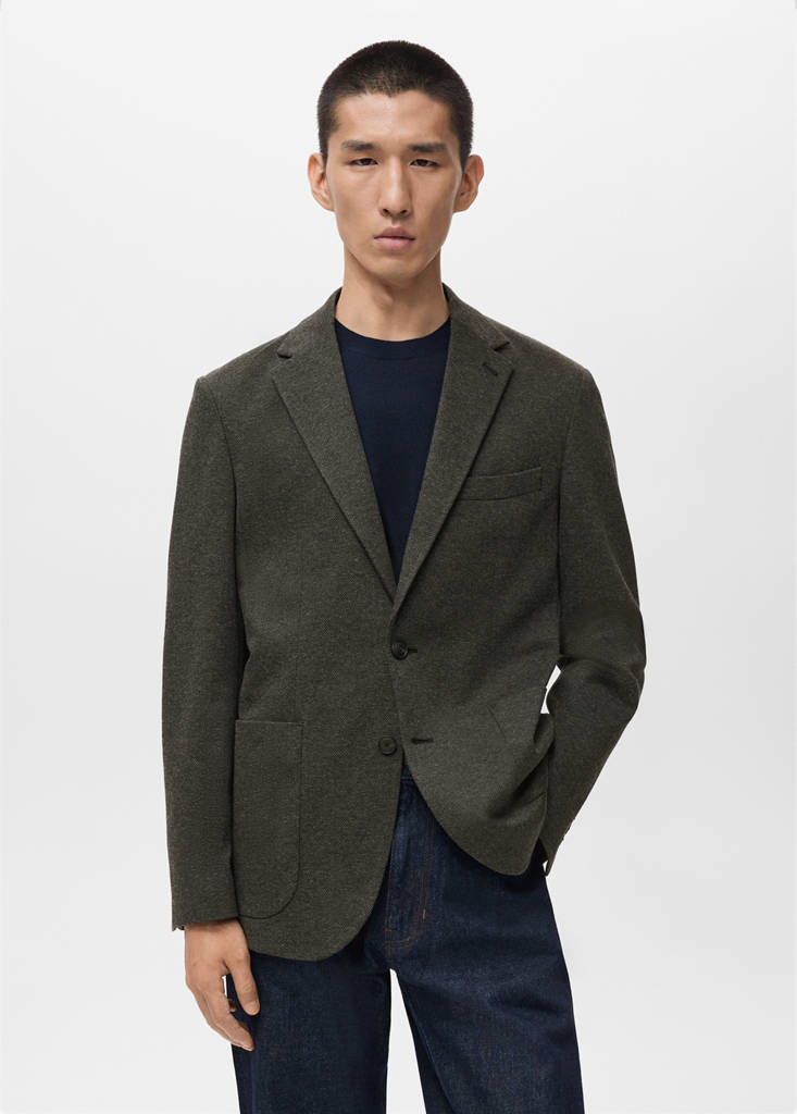 Slim fit microstructure blazer — Grey