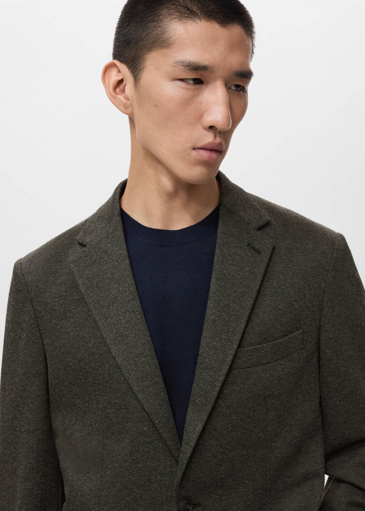 Slim fit microstructure blazer — Grey