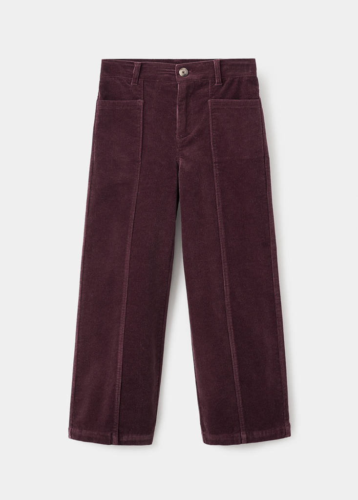 Straight-leg corduroy trousers — Burgundy