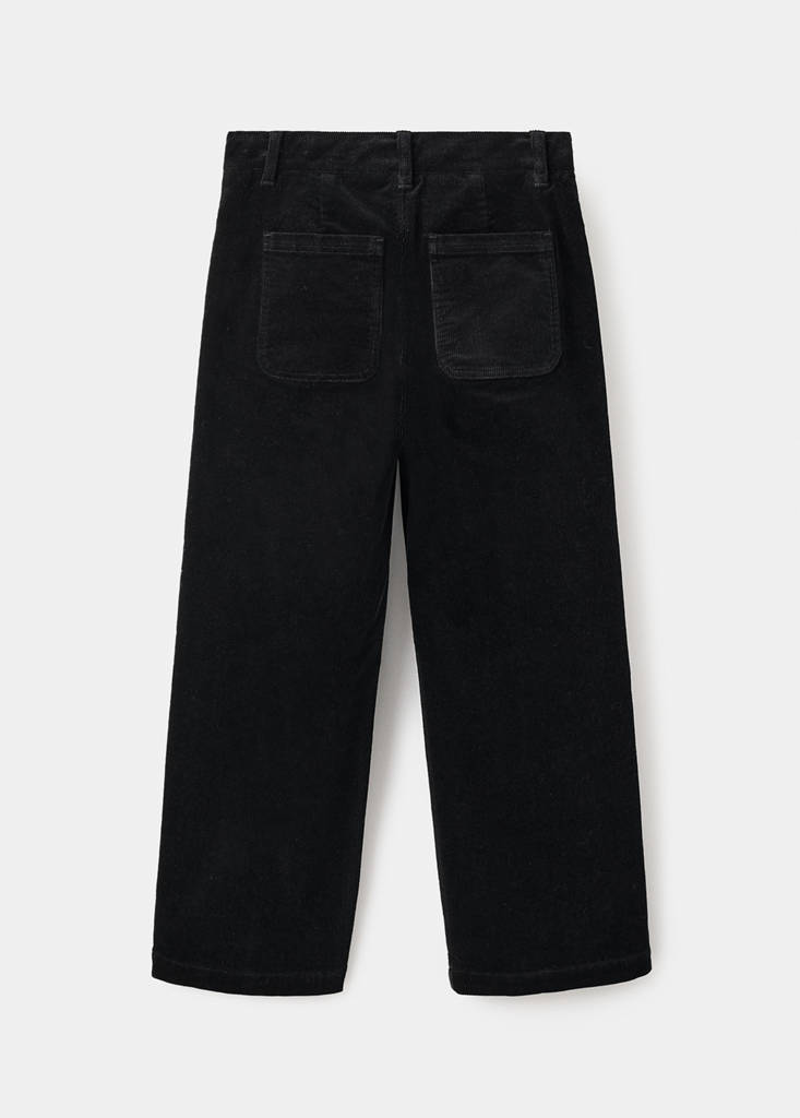 Straight-leg corduroy trousers — Black