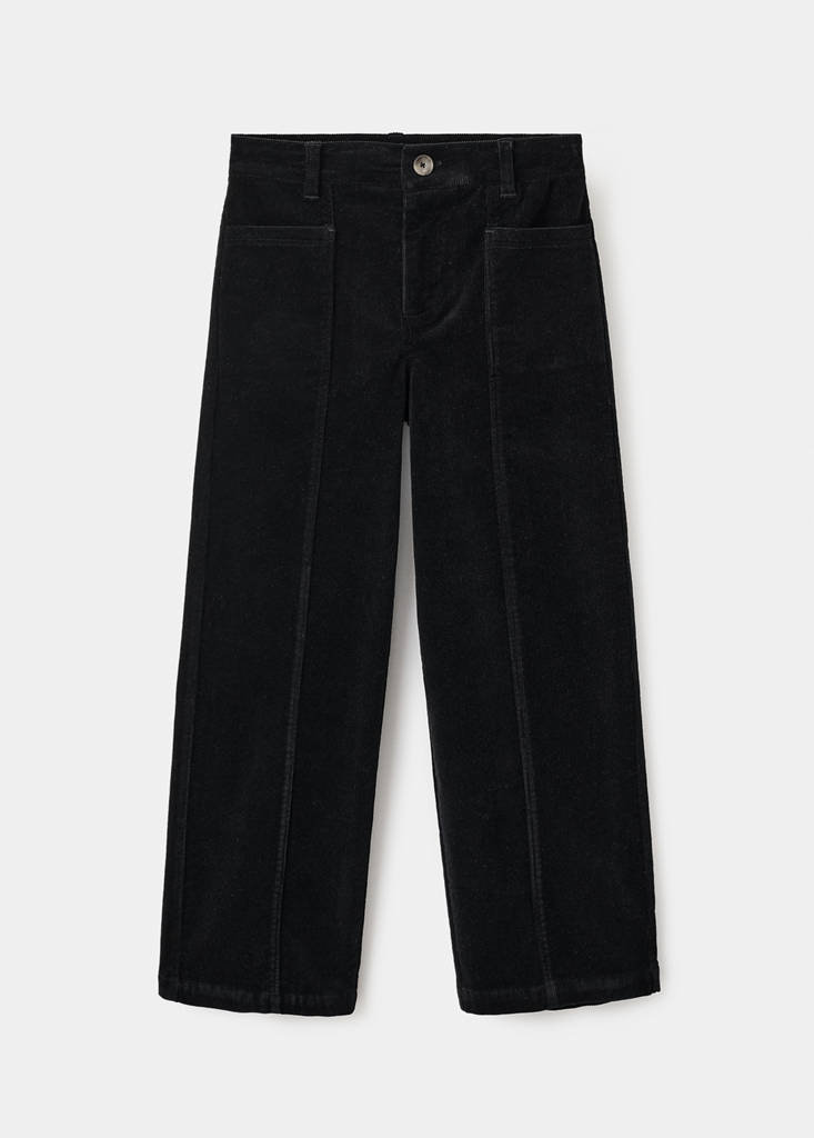 Straight-leg corduroy trousers — Black