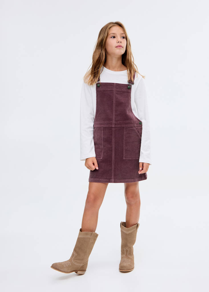 MANGO KIDS - Robe chasuble velours côtelé rose - 6 - Fille