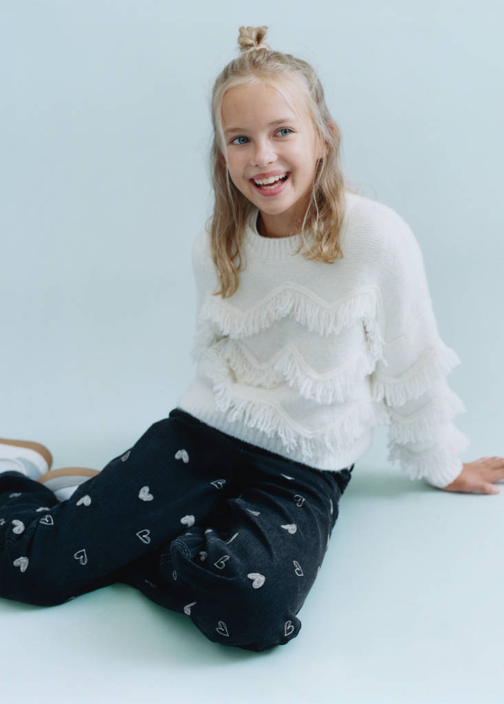 Jeans with embroidered heart — Black denim