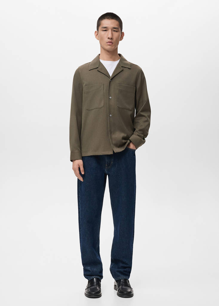 Regular-fit overshirt with pocket — Khaki
