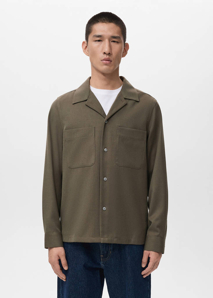 Regular-fit overshirt with pocket — Khaki