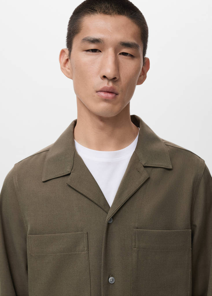 Regular-fit overshirt with pocket — Khaki