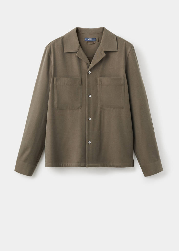Regular-fit overshirt with pocket — Khaki