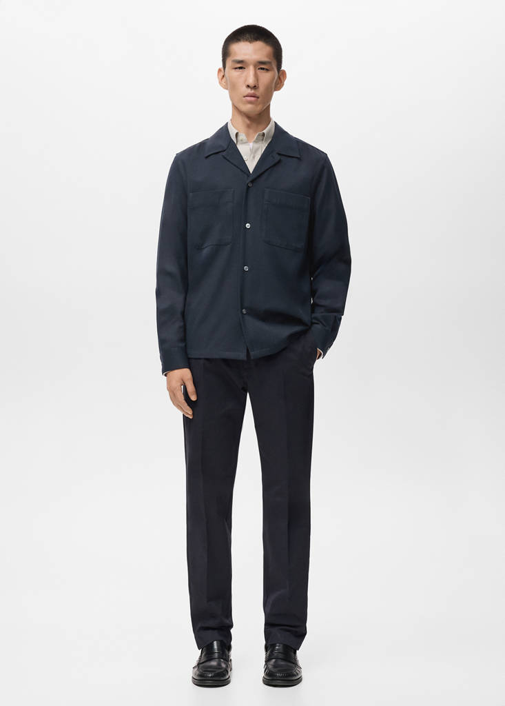 Regular-fit overshirt with pocket — Dark Navy
