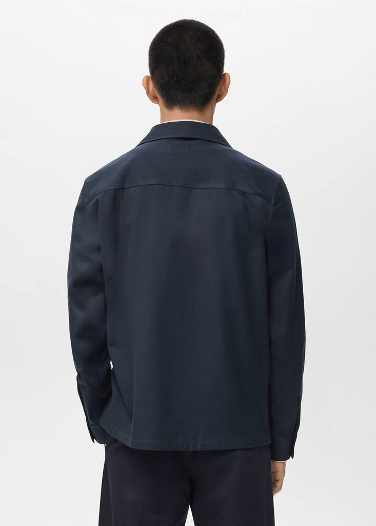 Regular-fit overshirt with pocket — Dark Navy