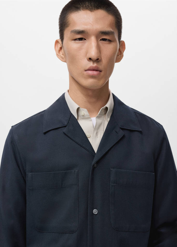 Regular-fit overshirt with pocket — Dark Navy