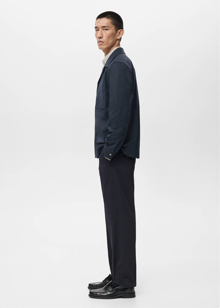 Regular-fit overshirt with pocket — Dark Navy