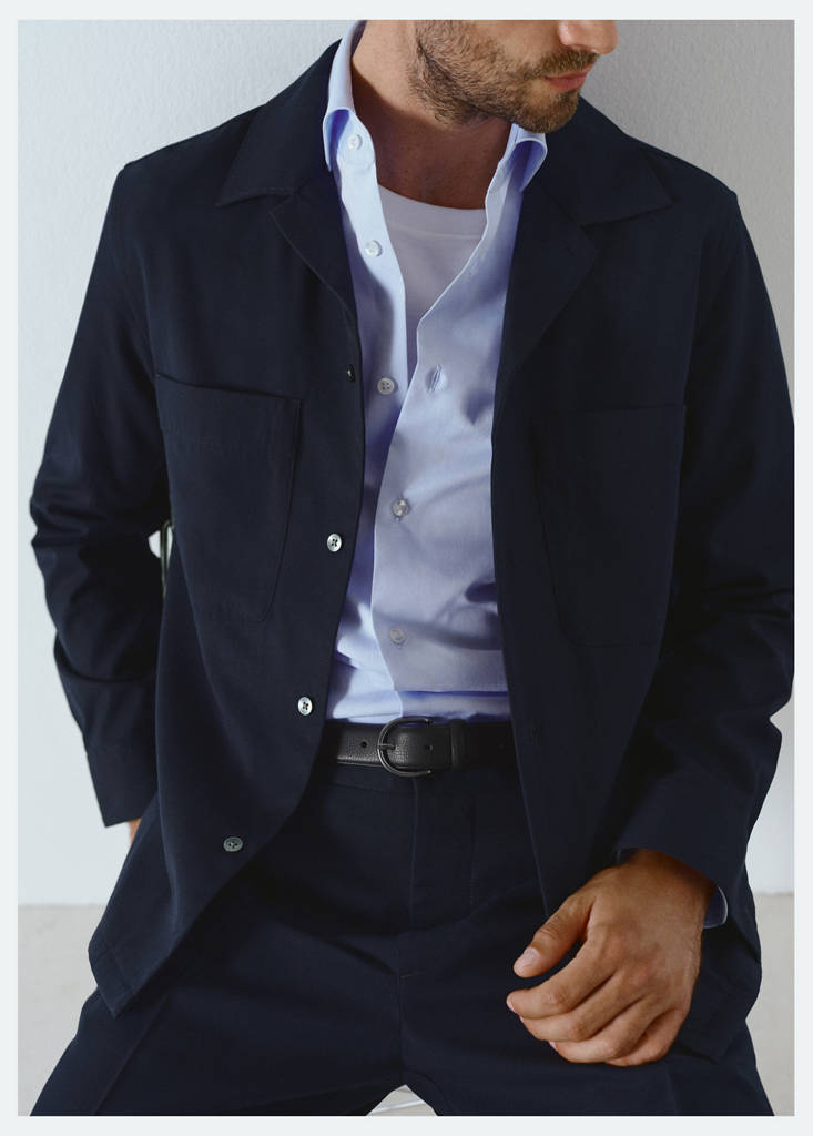 Regular-fit overshirt with pocket — Dark Navy