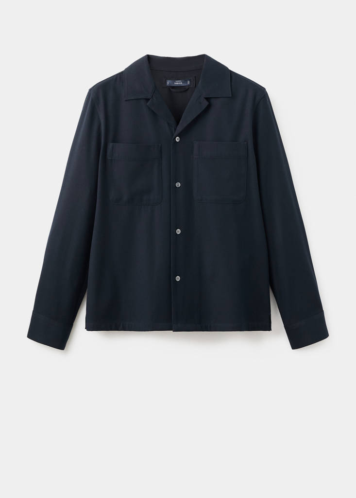 Regular-fit overshirt with pocket — Dark Navy
