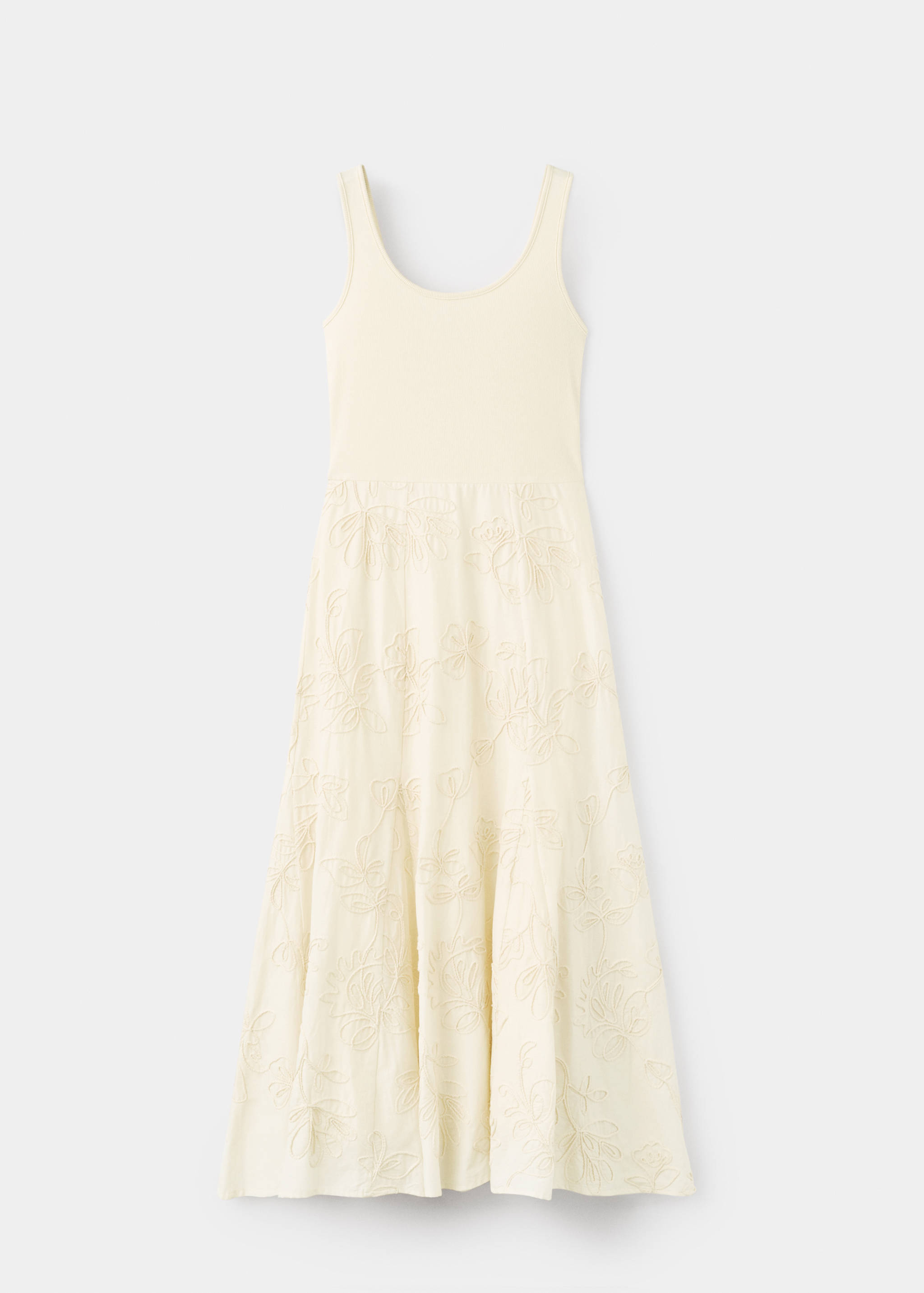 Floral-embroidered combined dress - Article without model