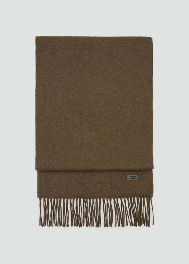 Plain fringed scarf — Khaki