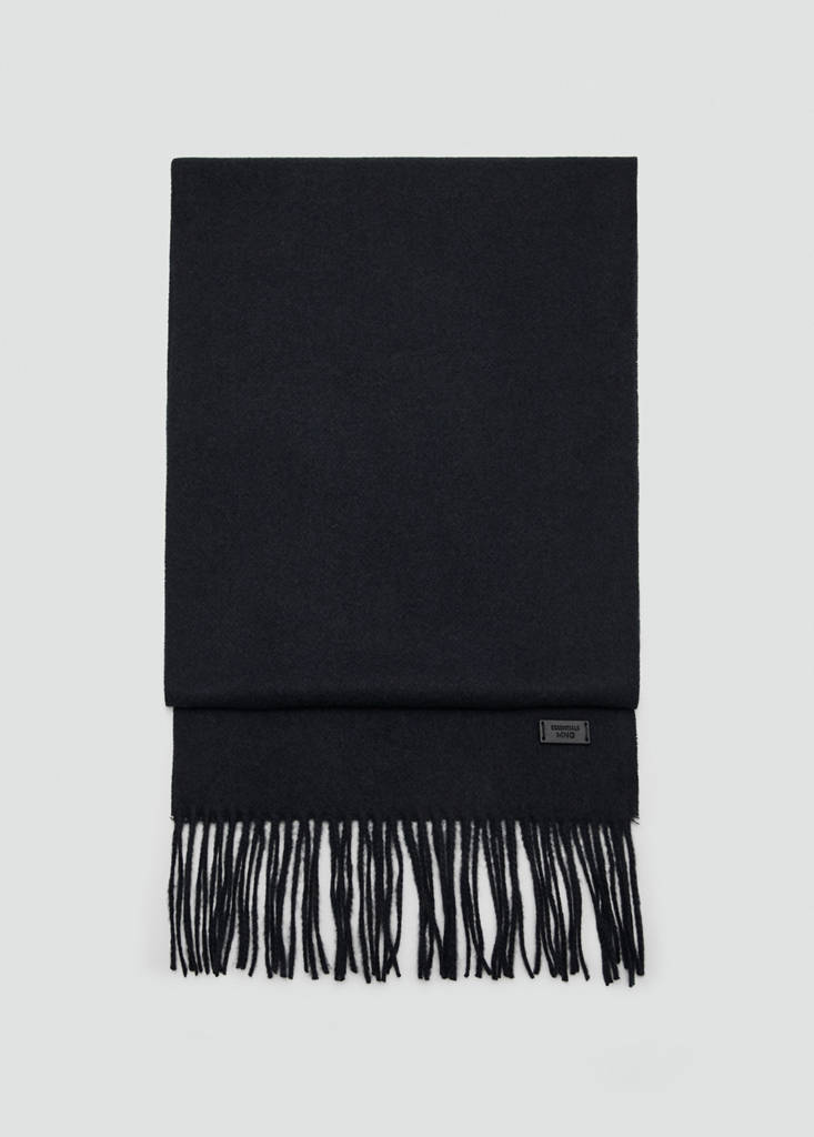 Plain fringed scarf — Navy