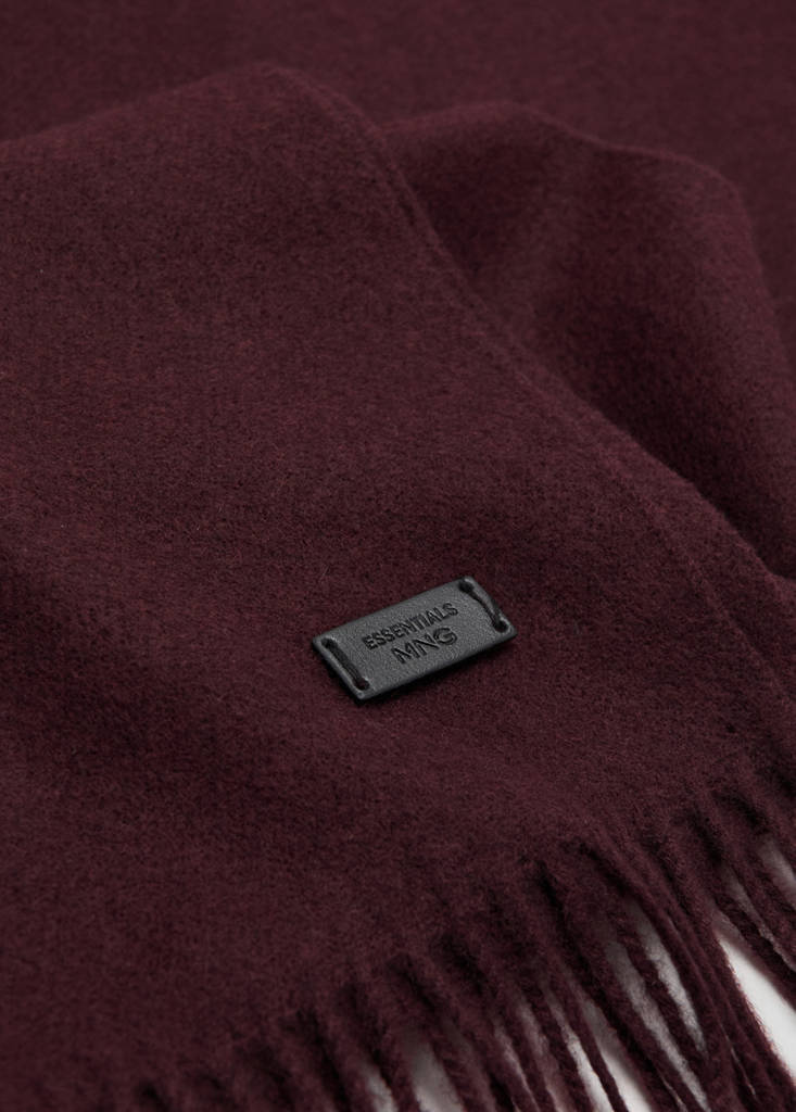 Plain fringed scarf — Burgundy