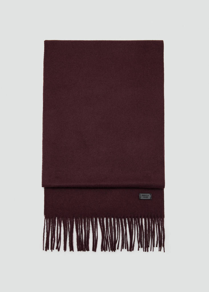 Plain fringed scarf — Burgundy