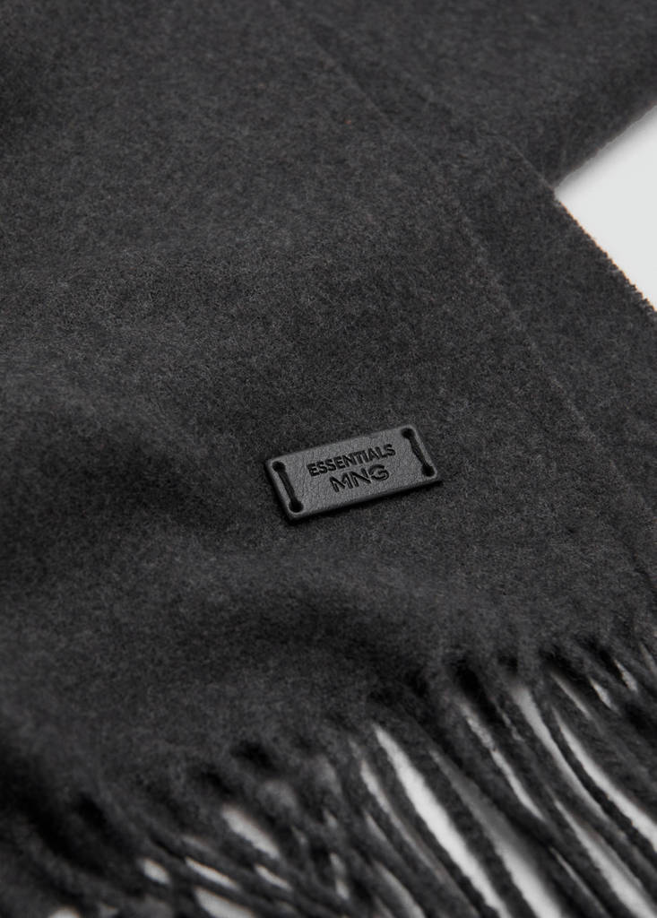 Plain fringed scarf — Grey