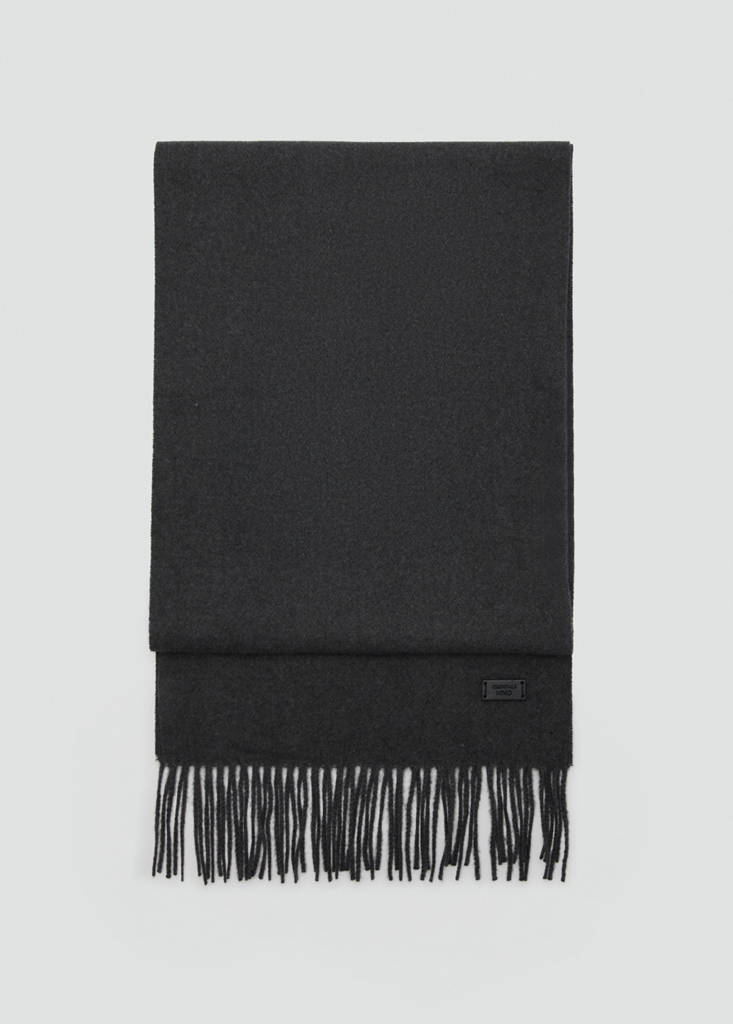 Plain fringed scarf — Grey