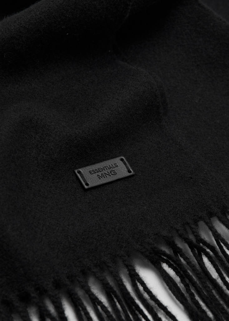 Plain fringed scarf — Black