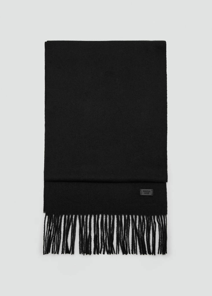 Plain fringed scarf — Black