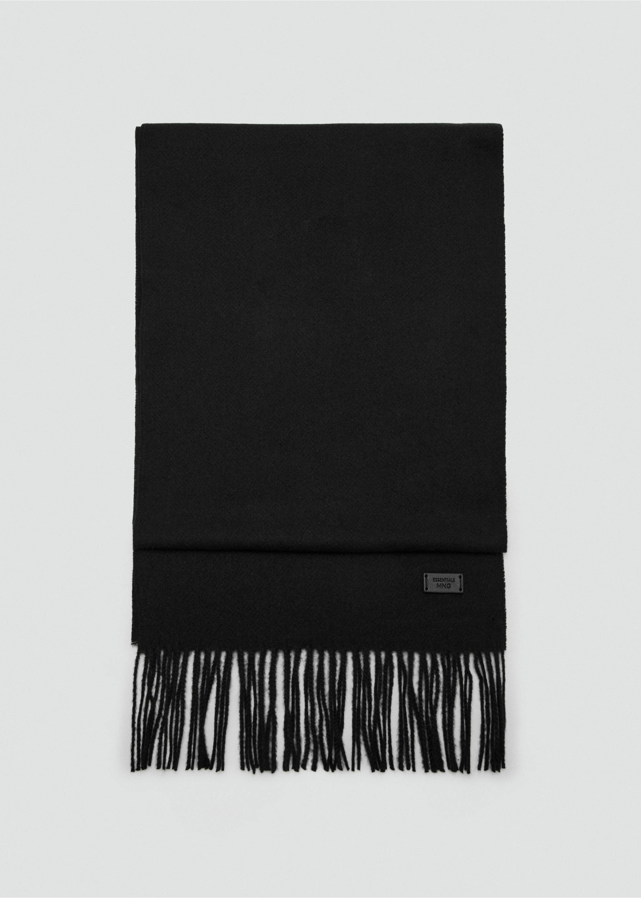 Plain fringed scarf - Article without model, Black. Ref: 17086732-00.