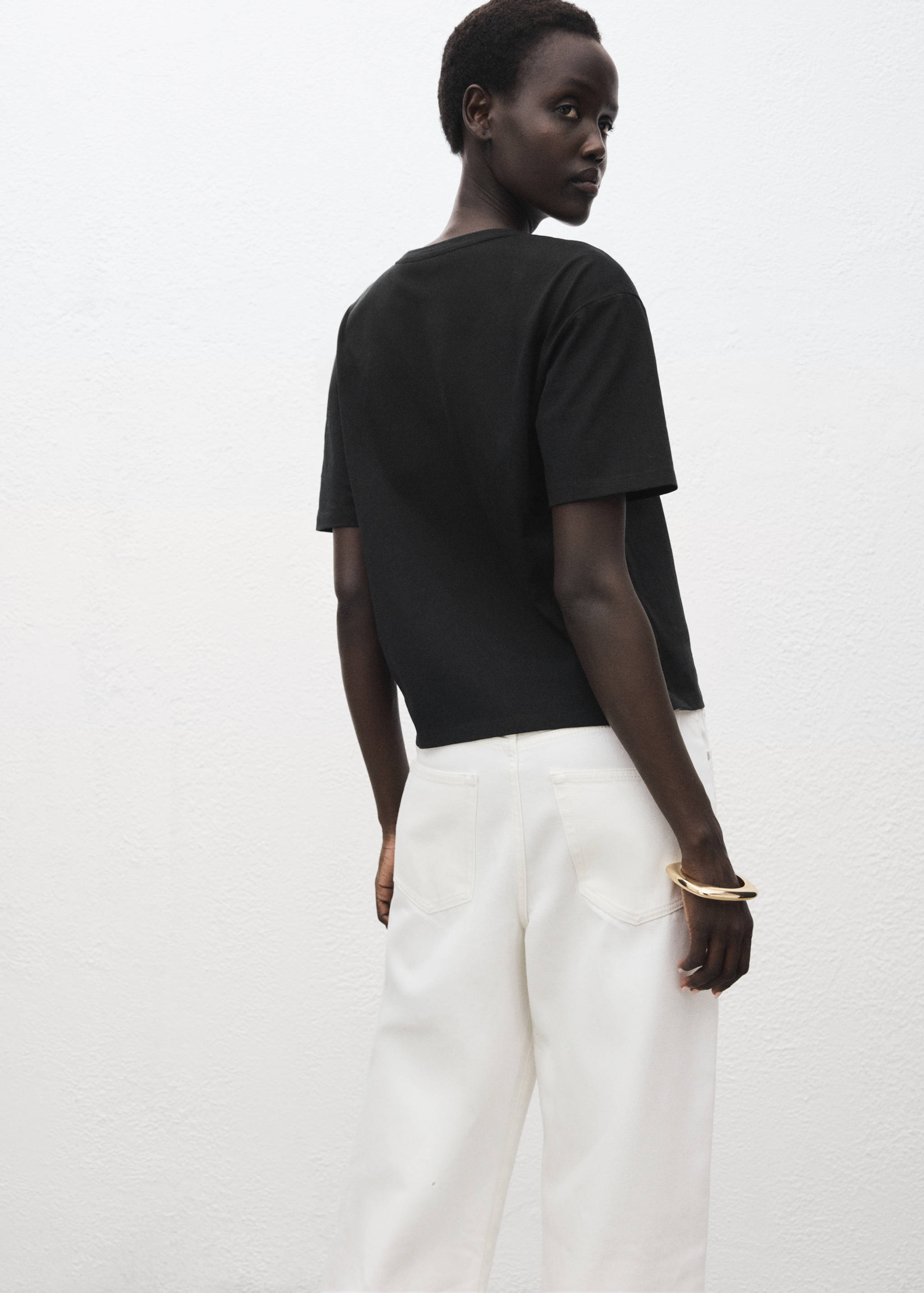 Floral-embroidered cotton t-shirt - Reverse of the article