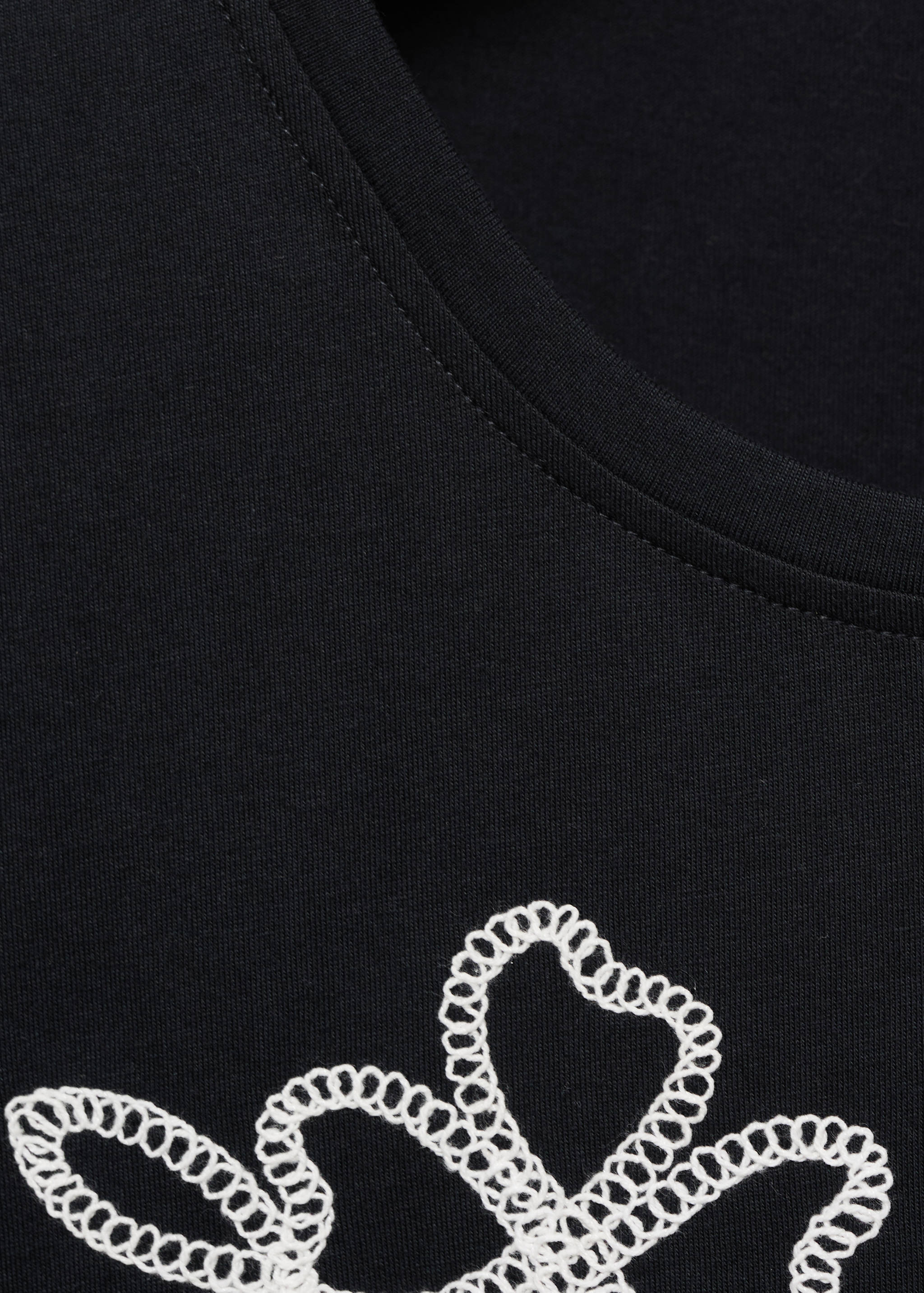 Floral-embroidered cotton t-shirt - Details of the article 0