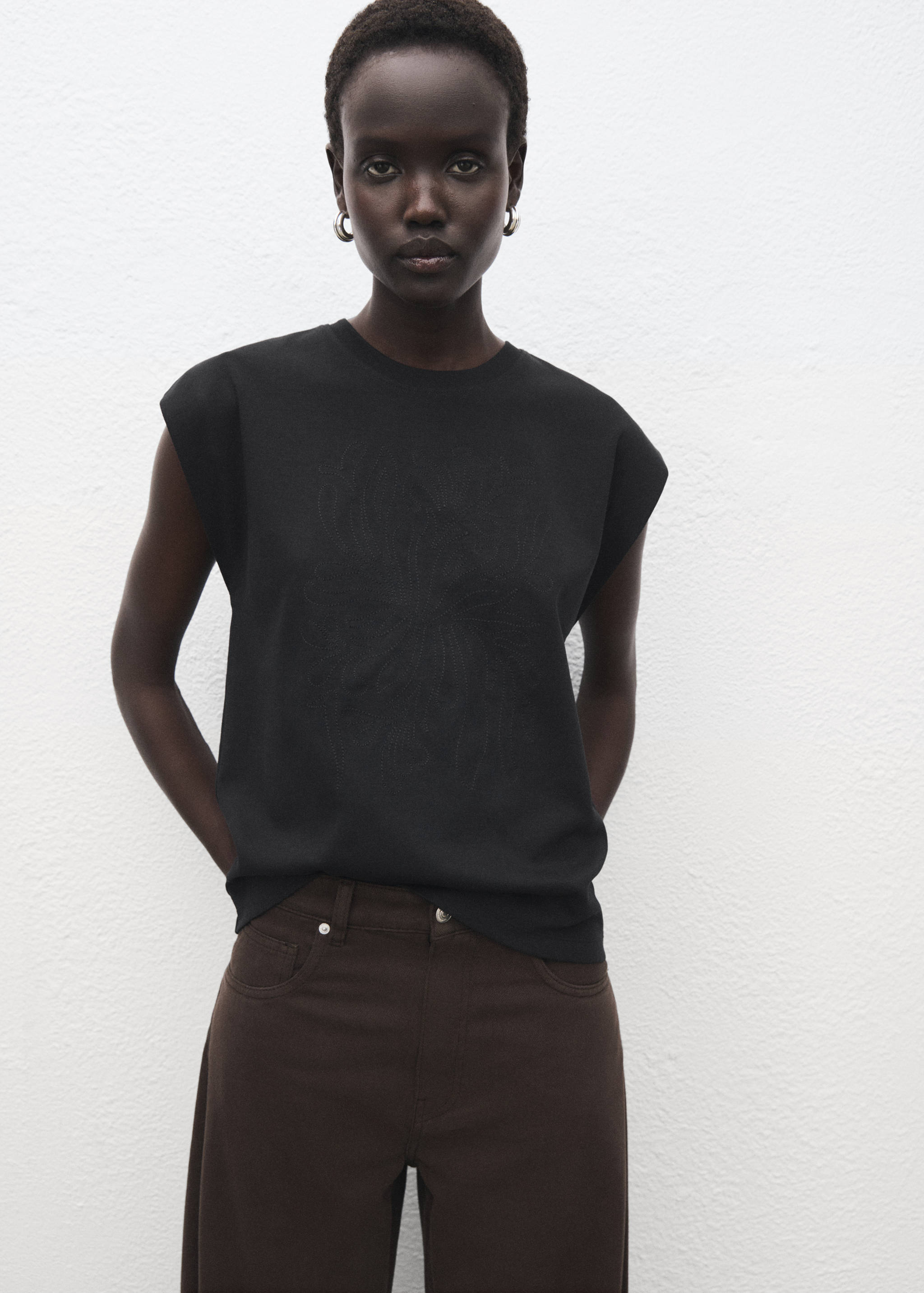 Cotton sleeveless t-shirt - Medium plane