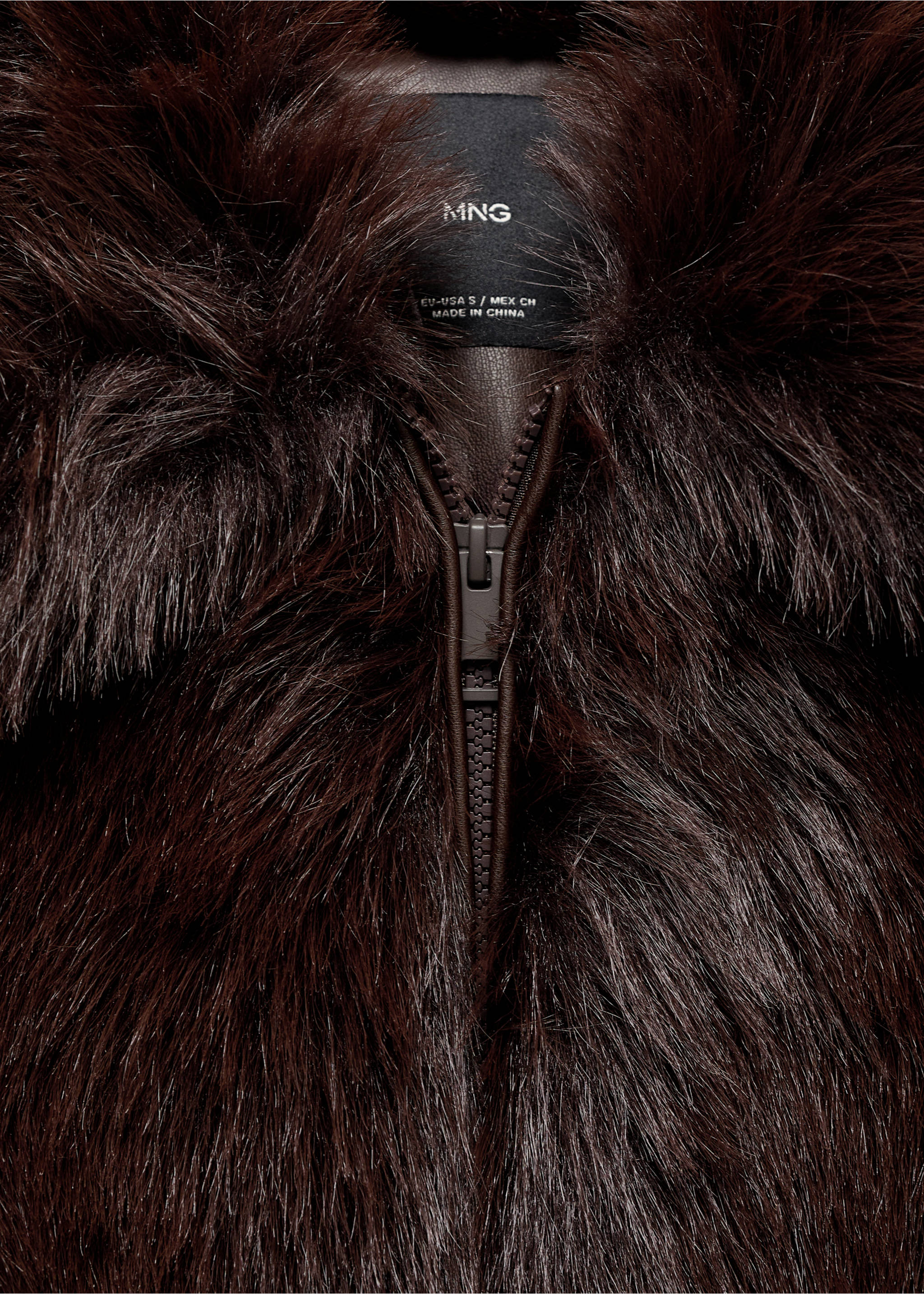 Veste fausse fourrure zip - Détail de l'article 8, Marron. Ref: 17086738-00.