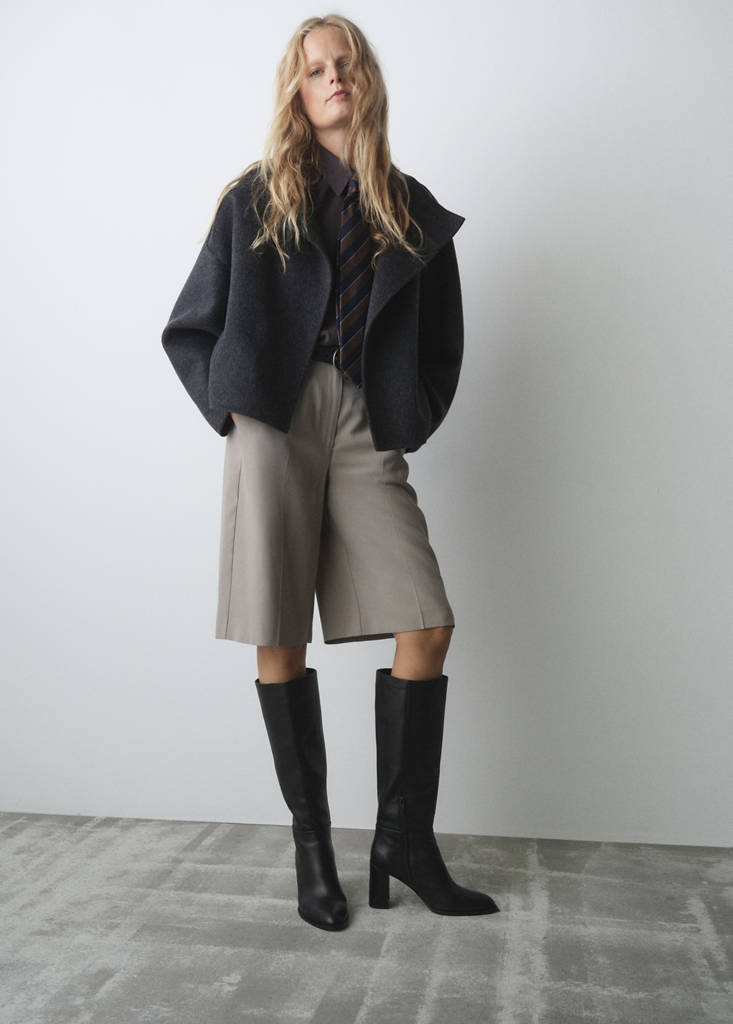 Leather block-heel boots — Black