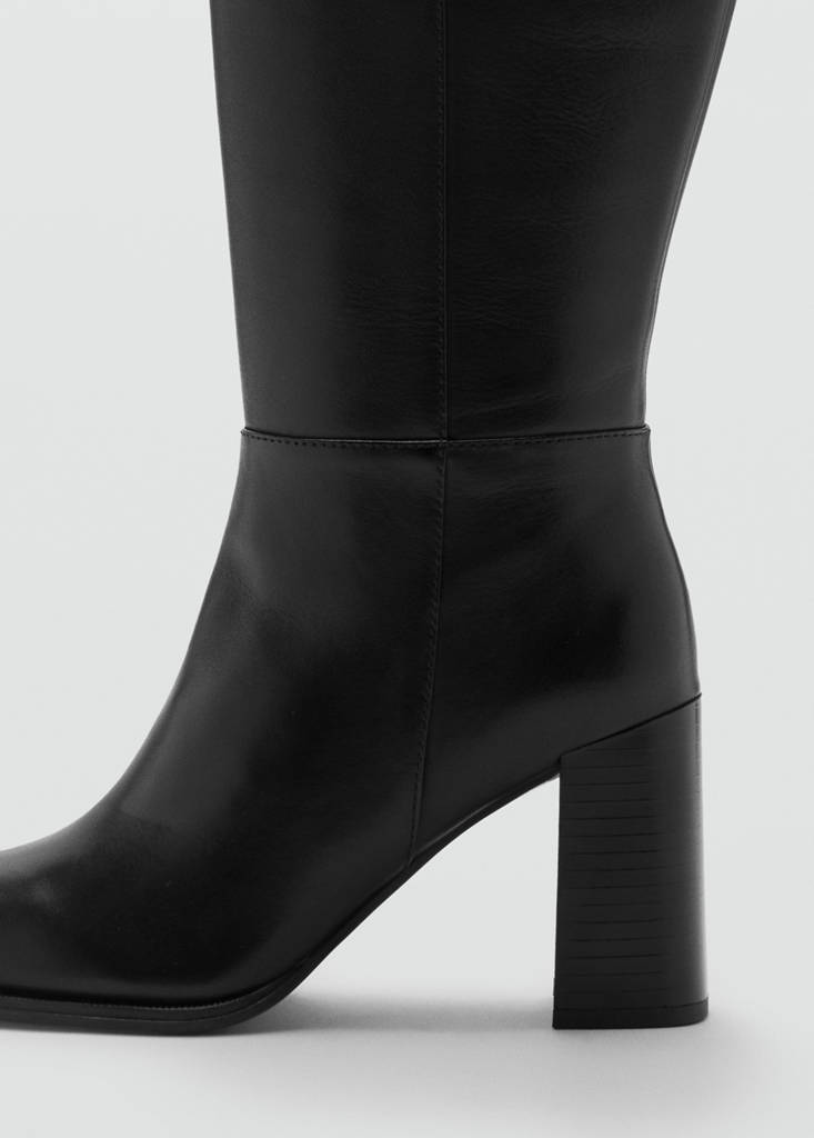 Leather block-heel boots — Black