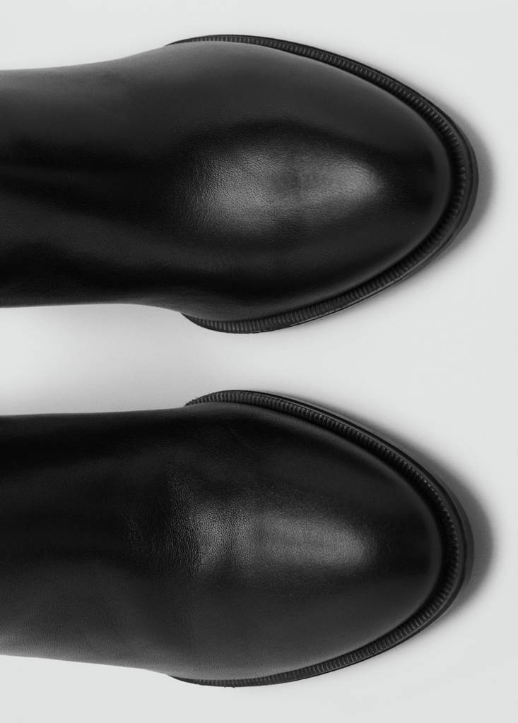 Leather block-heel boots — Black