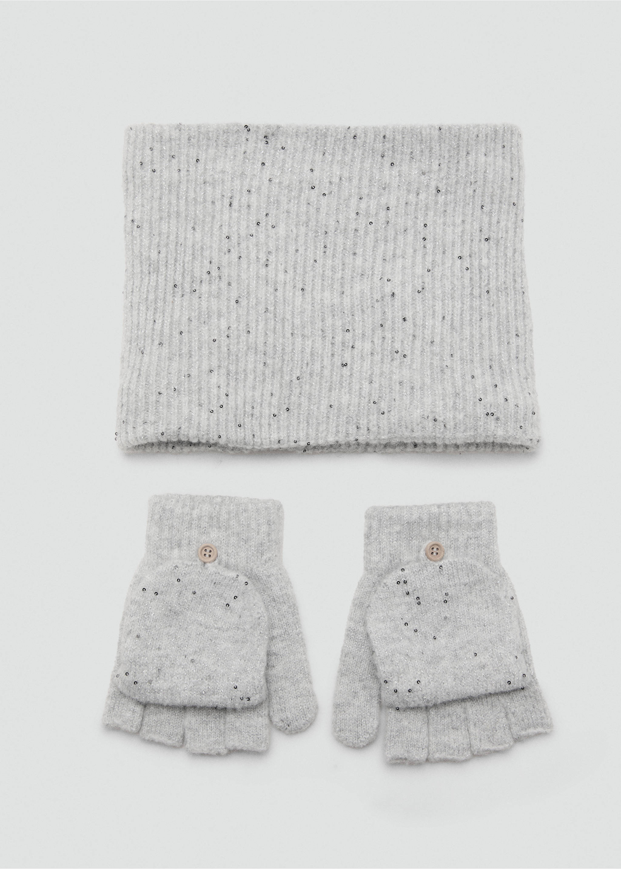 Sequin knitted gloves - Details of the article 2, Grey. Ref: 17086741-00.