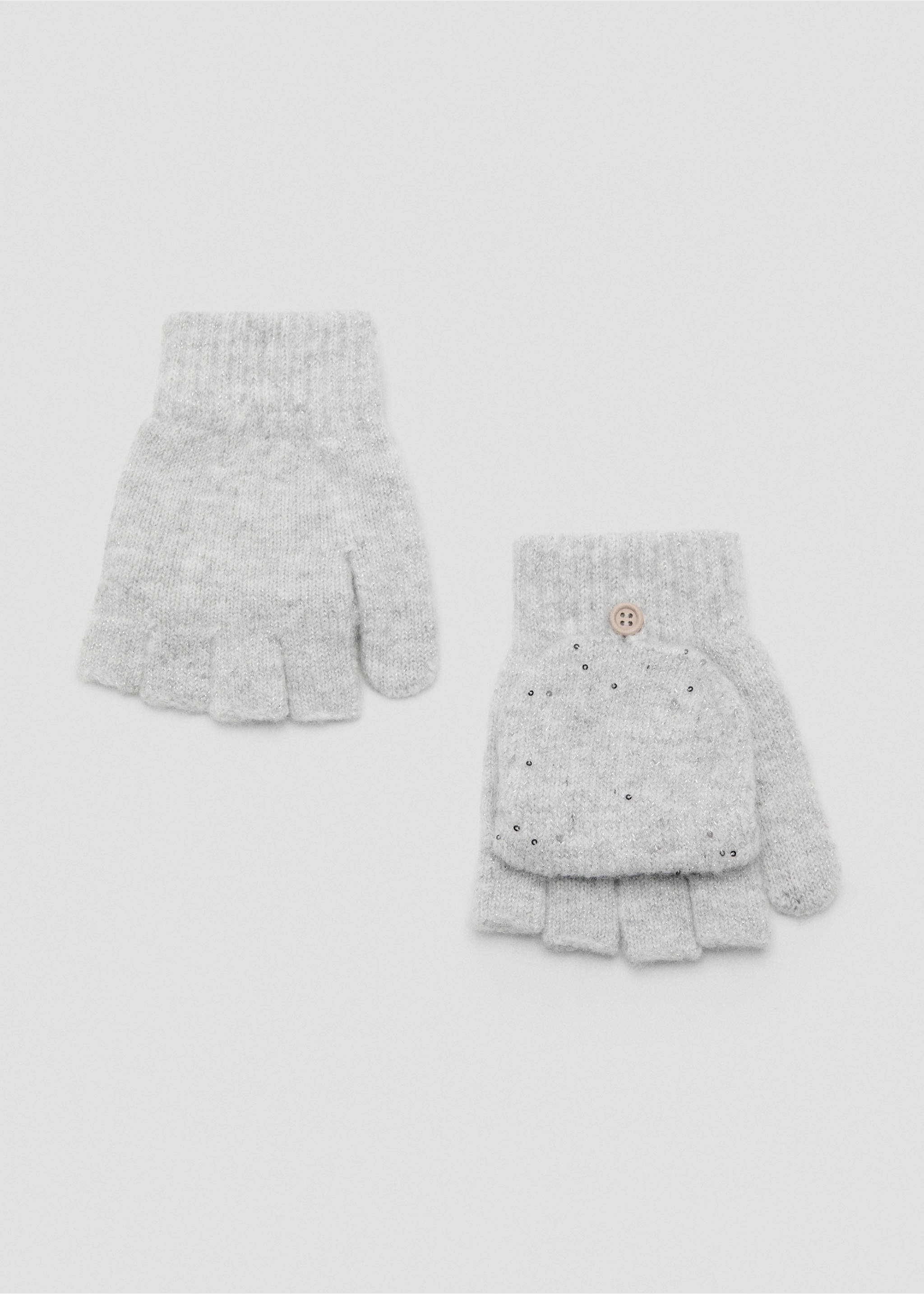 Sequin knitted gloves - Article without model, Grey. Ref: 17086741-00.