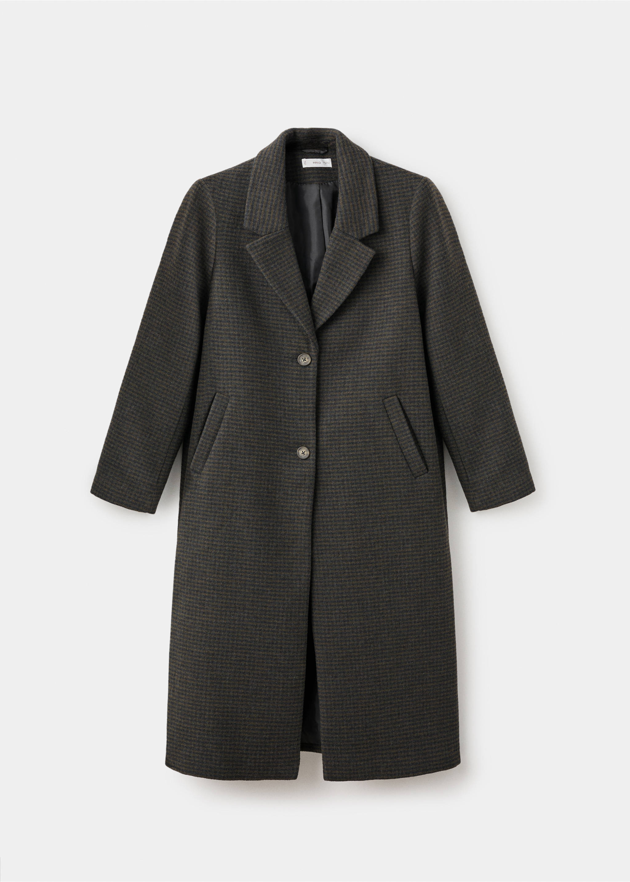 Checked overcoat - Article without model, Grey. Ref: 17087120-00.