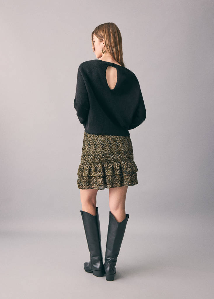 Printed skirt with ruffles — Khaki
