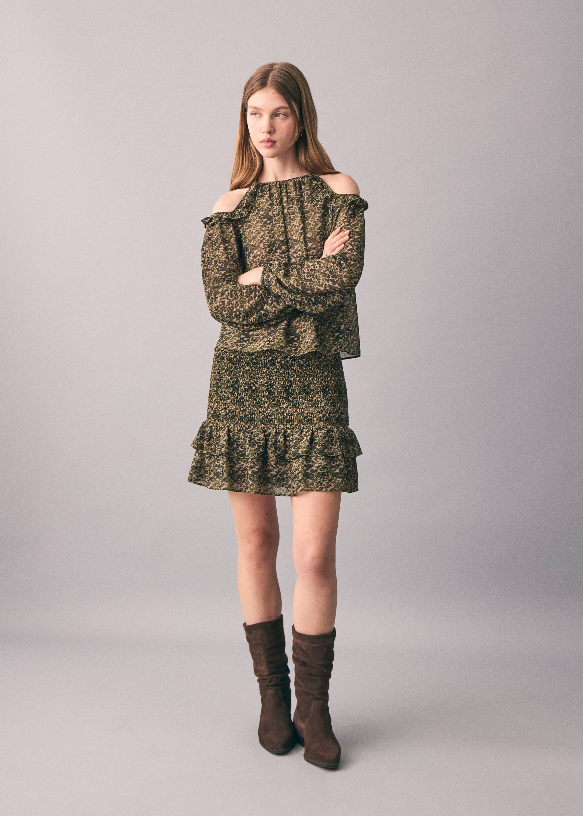 Printed skirt with ruffles - Details of the article 2