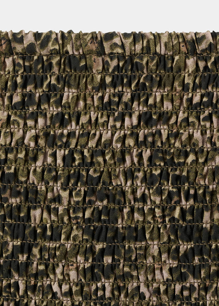 Printed skirt with ruffles — Khaki