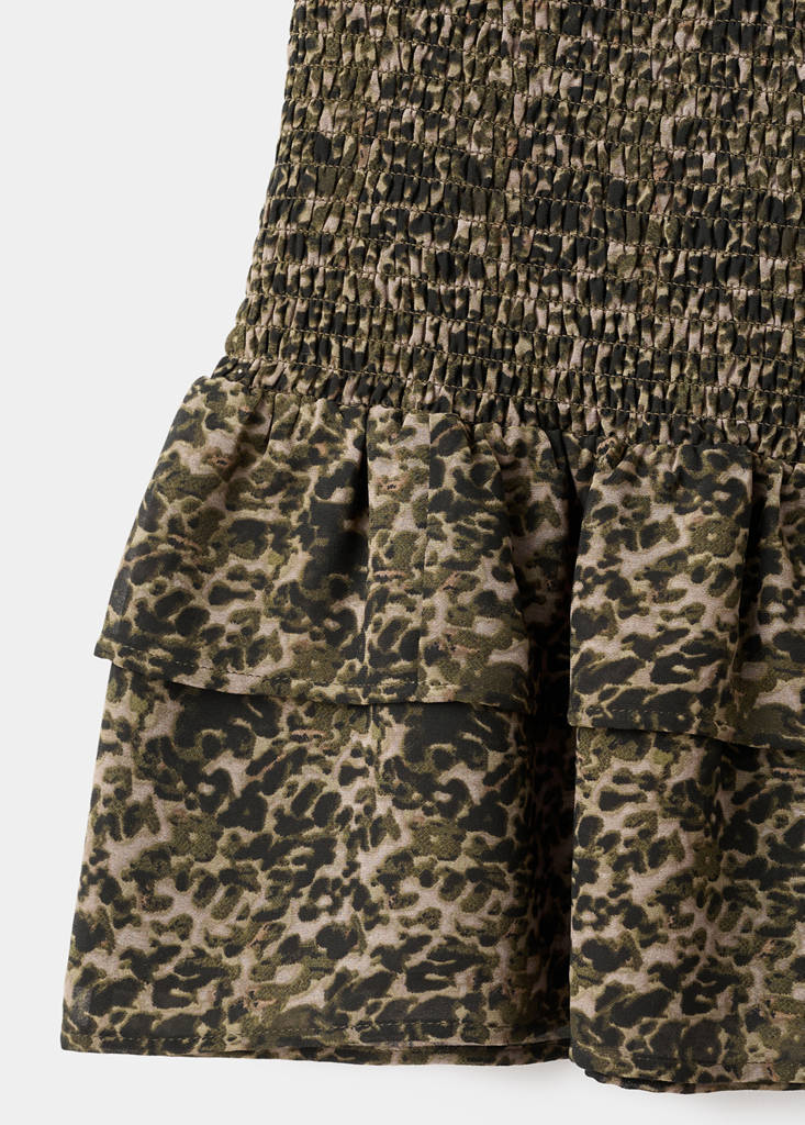 Printed skirt with ruffles — Khaki