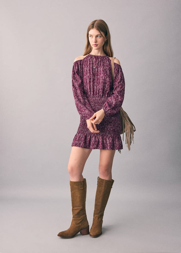 Lurex dress with cut-out — Maroon