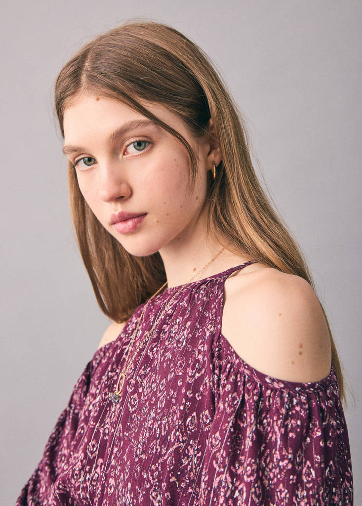 Lurex dress with cut-out — Maroon