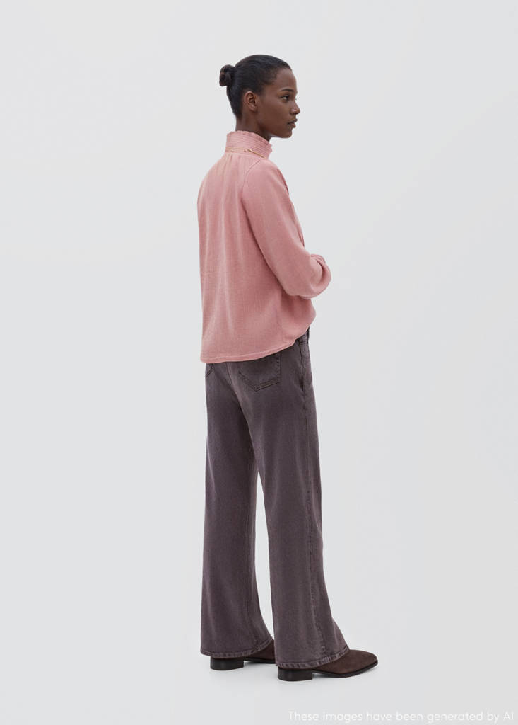 High-neck gathered blouse — Light/Pastel Purple
