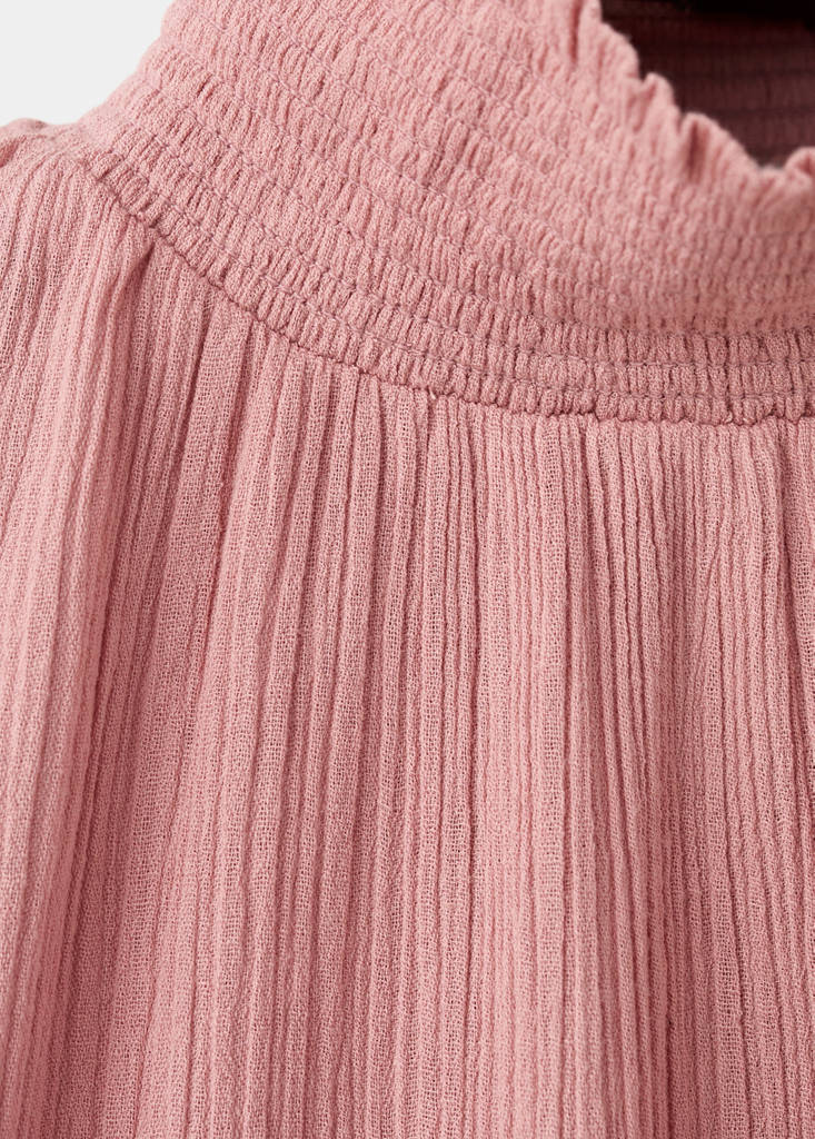 High-neck gathered blouse — Light/Pastel Purple